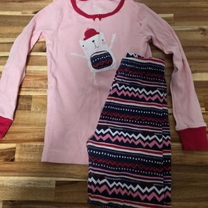 Gymboree Pink Pajama Set with Bear and Zigzag Pattern